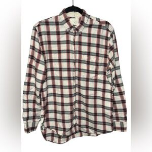 Billy Reid Standard Fit Long Sleeve Button Front Shirt Size Medium Black and Red